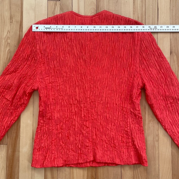 Vtg Escada Coral Red Crinkled Buttoned Jacket - Sz 38 - Picture 11 of 16